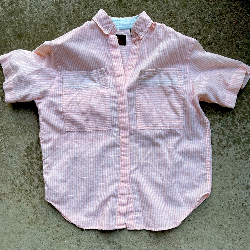 LizSport blouse, orange & white stripe gauze